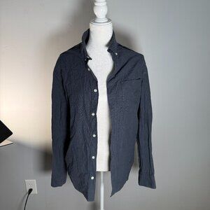 H&M Mens Size M Regular Fit Coupe Standard Gray Blue Button Up Long Sleeve